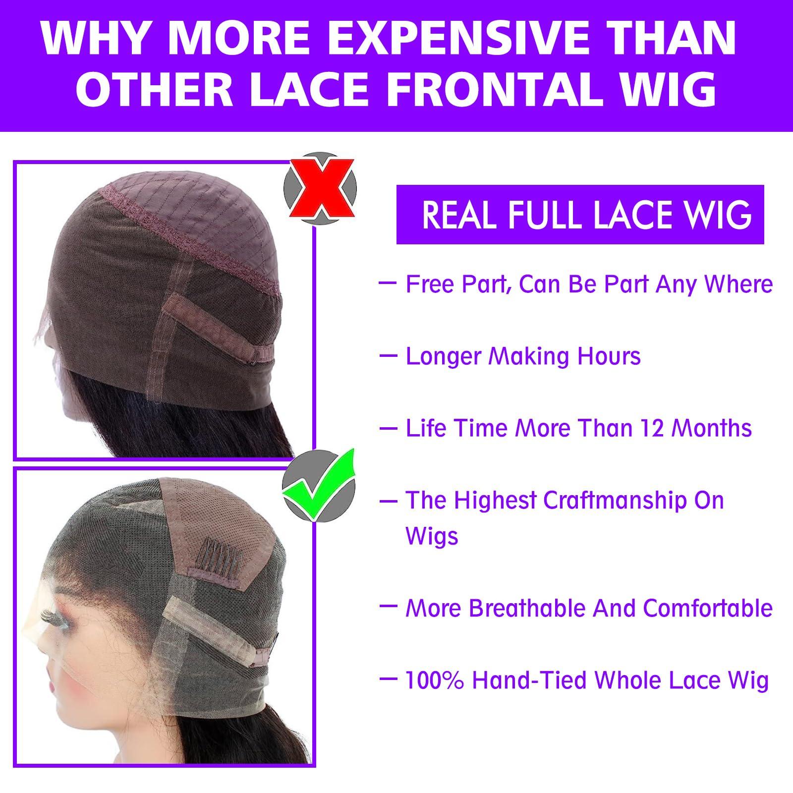 FASHION PLUS FASHION PLUS 15A Real Full Lace Human Hair Wigs Loose Wave HD Transparent Full Lace Wigs Human Hair Loose Deep Wave Full Handmade Invisible Whole Lace Wig Pre Plucked 180% Density Human Hair Wigs