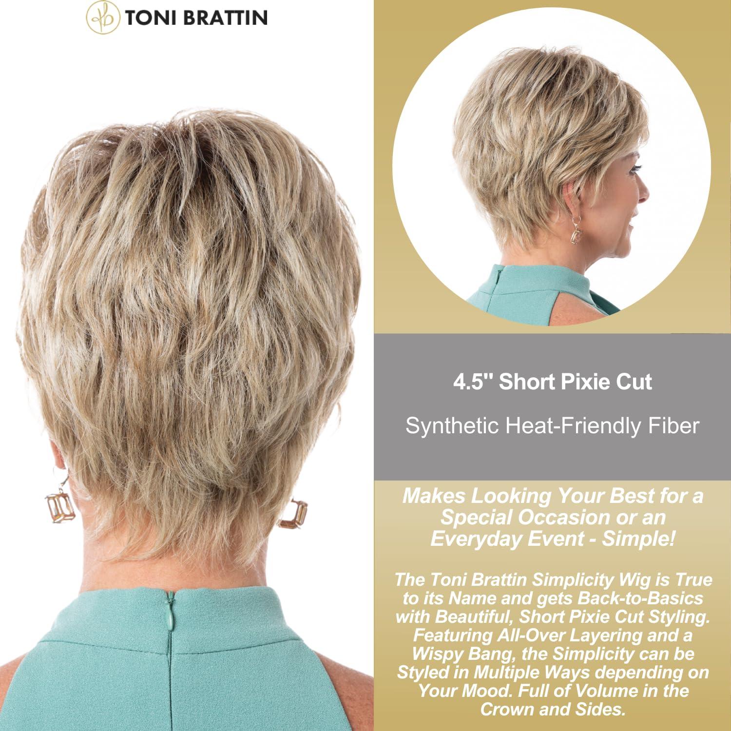 Toni Brattin Toni Brattin Simplicity Wig - Short, Pixie Cut with All-Over Layering & a Wispy Bang - Heat-Friendly Synthetic Fiber Looks & Feels like Natural Hair - Adjustable & Comfortable (Dark Red, Plus)