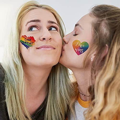 XIYOKA XIYOKA Pride Tattoos, Gay Pride tattoos, LGBT Rainbow Temporary Tattoos, Waterproof Rainbow Flag Tattoo Stickers for Pride Equality Parades and Celebrations (36 Sheets)