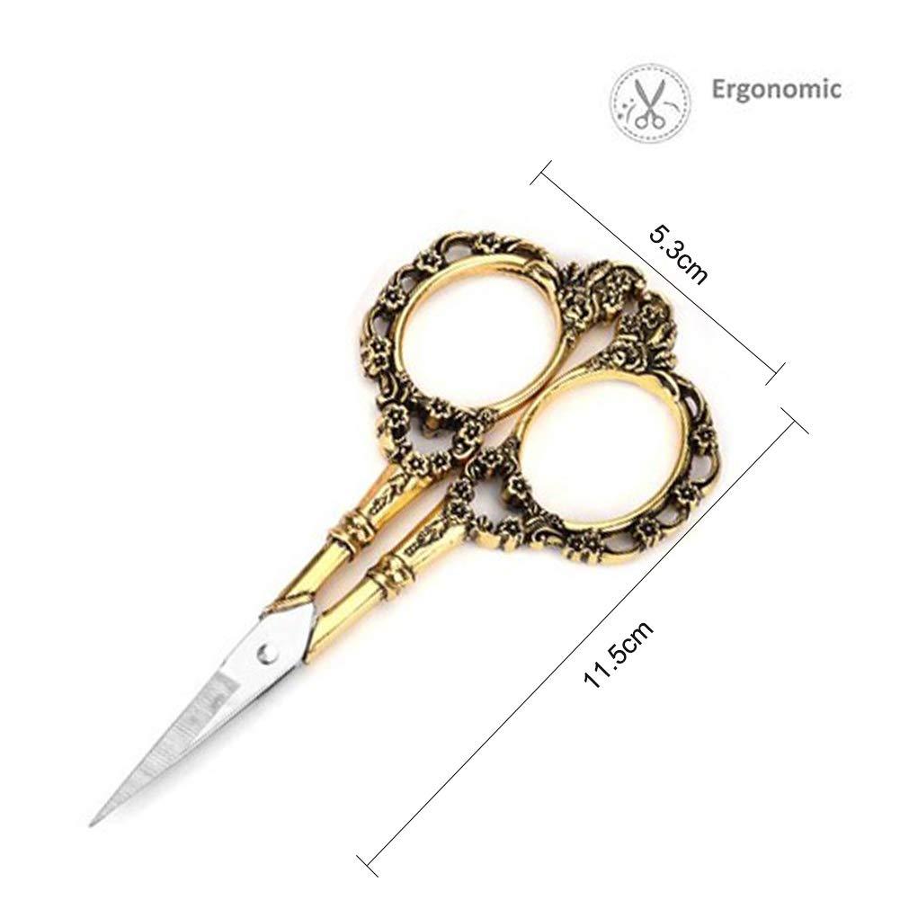 EBANKU Professional Manicure Scissors, EBANKU Vintage Stainless Steel Cuticle Precision Beauty Grooming for Nail, Facial Hair, Eyebrow, Eyelash, Nose Hair (Gold)