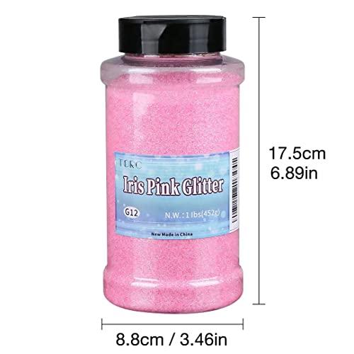 TORC TORC Iridescent Hot Pink Fine Glitter 1 Pound 16 OZ Glitter Powder for Slime Tumblers Resin Crafts Nail Cosmetic Festival Decoration