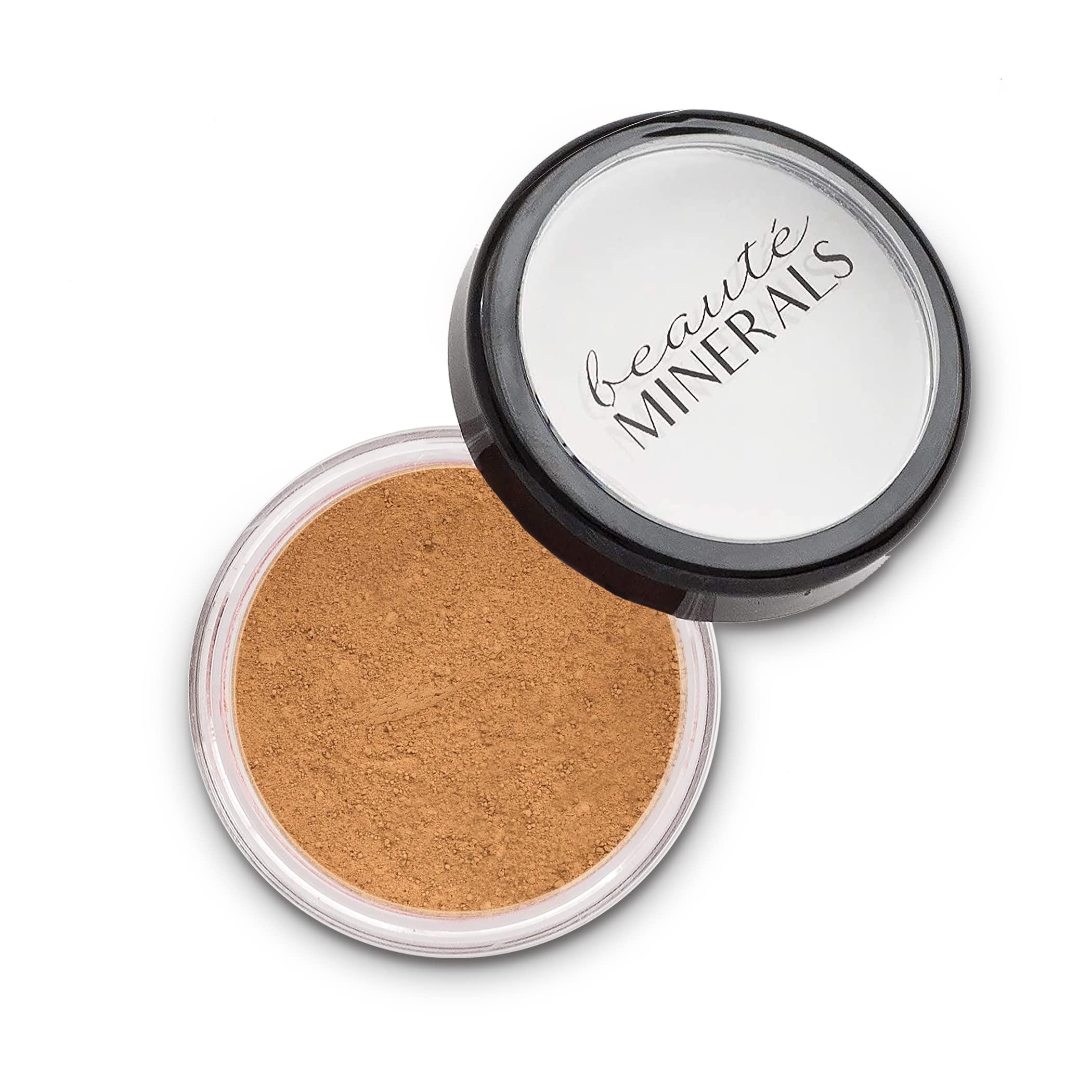 Carol's Gluten Free Full Coverage Foundation Mineral Makeup Face Powder by Beaut Minerals in Medium Dark Warm | 100% Natural Makeup: Talc Free Loose Powder Matte Foundation, Concealer, Contour Makeup + Zinc Oxide .31 Oz