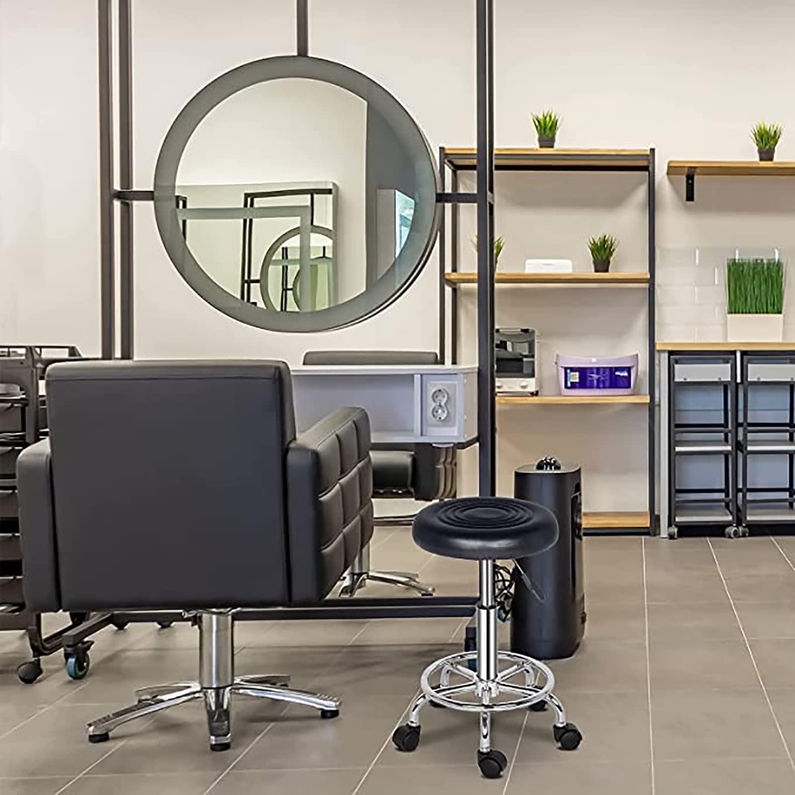 PTHTBL Adjustable Salon Stool with Roller Style Wheels Hydraulic Swivel Rolling Stool Large Seat Heavy Duty for Salon Office Home Use,C