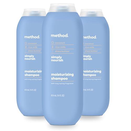 Method Method Moisturizing Shampoo, Simply Nourish with Shea Butter, Coconut, and Rice Milk Scent Notes, Paraben and Sulfate Free, 14 oz (Pack of 3)