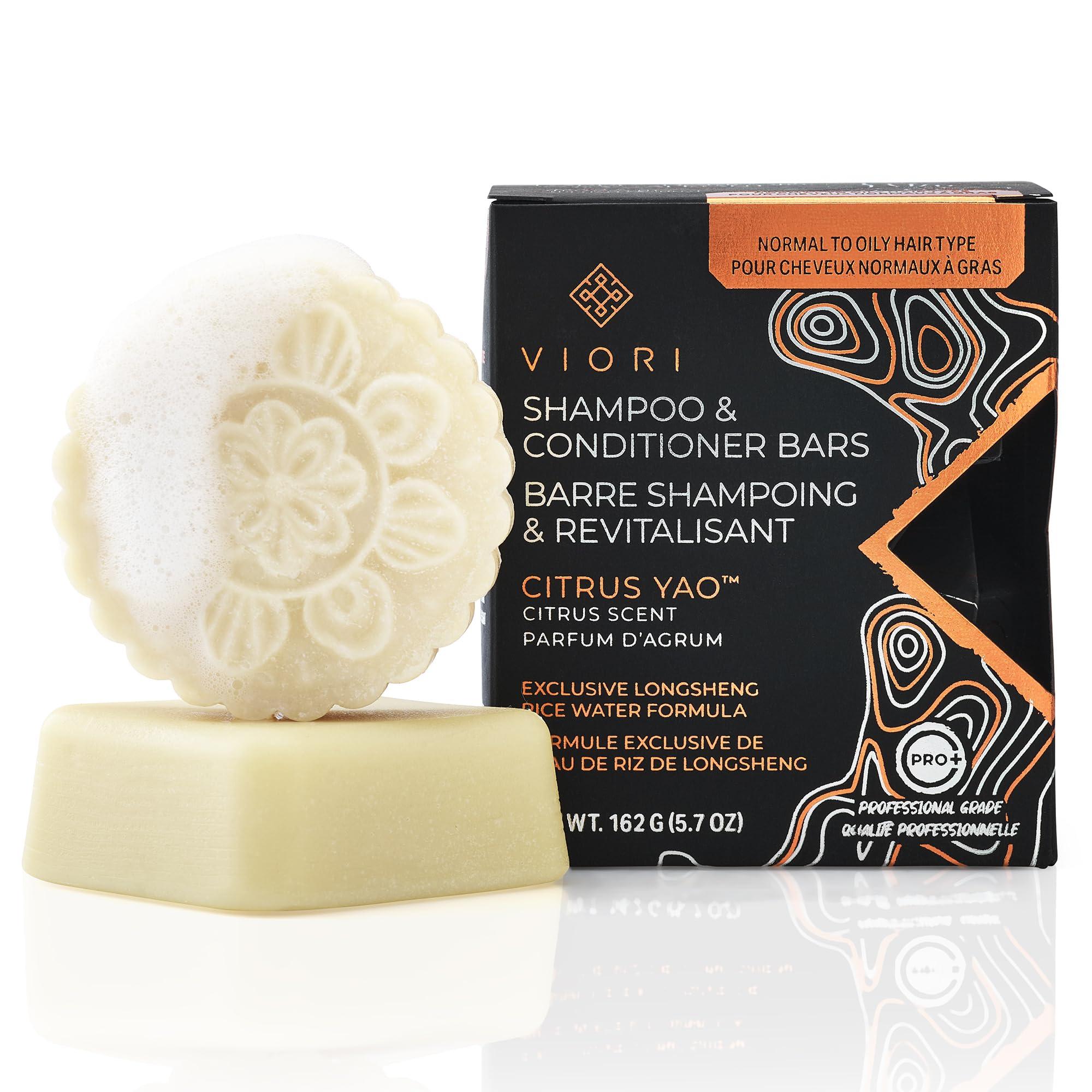 Viori Viori Citrus Yao Shampoo and Conditioner Bar Set Made with Rice Water - Handcrafted Sulfate Free Shampoo and Conditioner