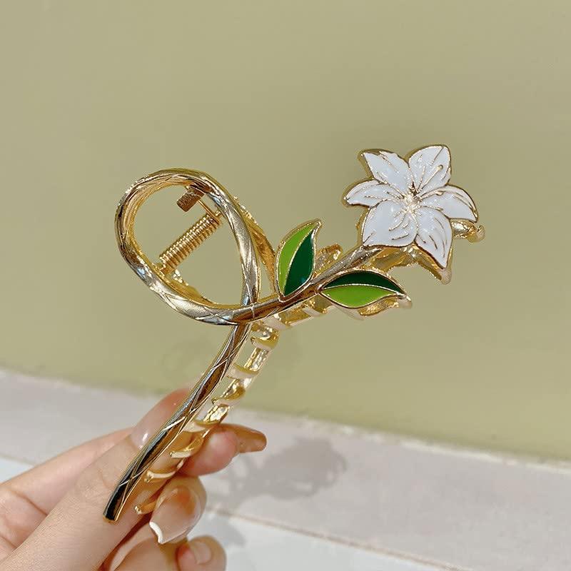 WEROFY Claws Clips,Hair Accessories,Elegant Lily Flower Hair Claws Women Metal Hair Clips Grab Shark Hairpins Accessories HJ2261G