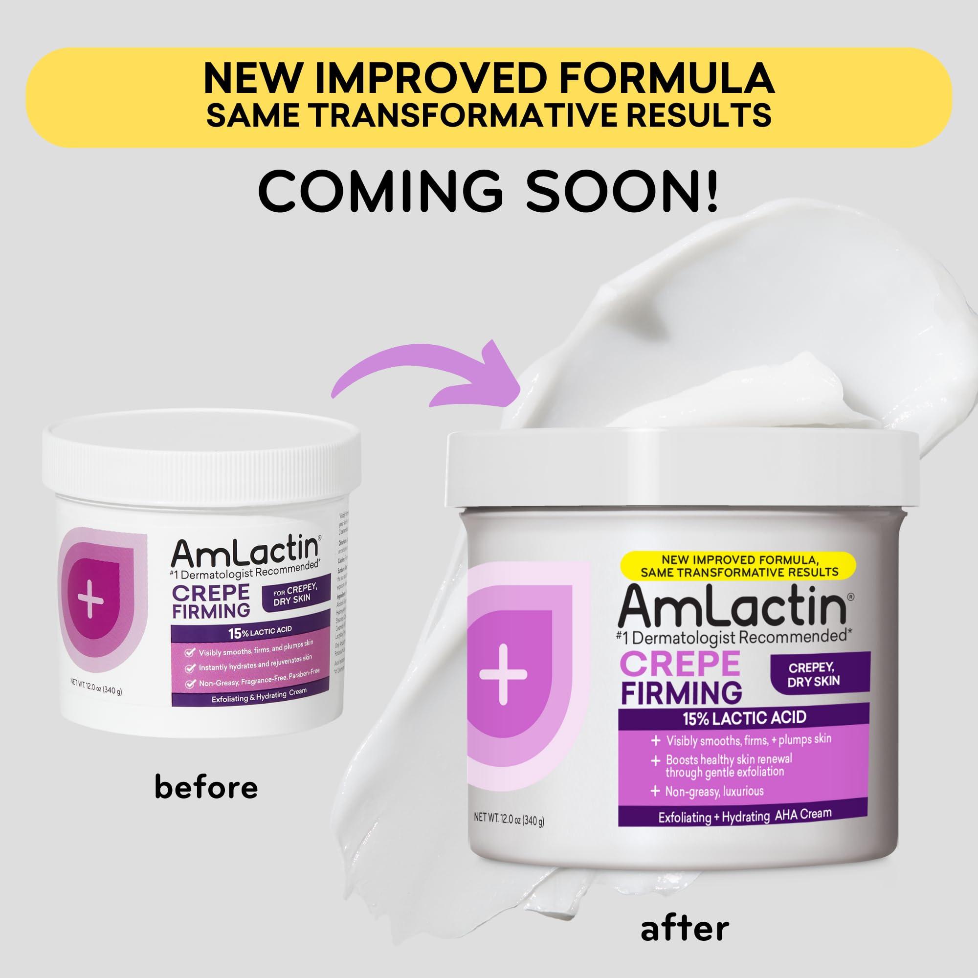AmLactin AmLactin Crepe Firming Cream - 12 oz Body Cream with 15% Lactic Acid - Exfoliator and Moisturizer for Crepey, Dry Skin