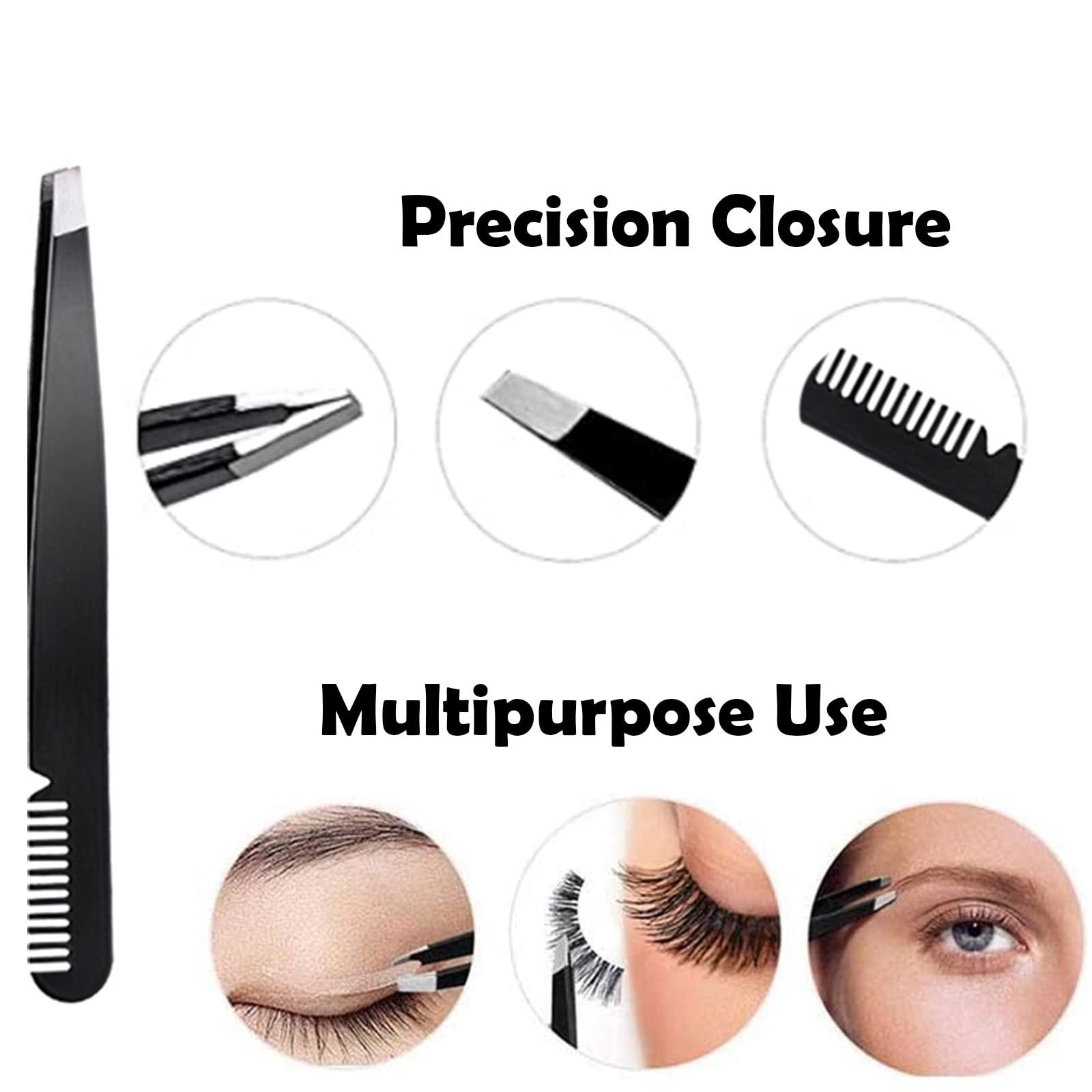 DELAYNOMORE77 Eyebrow Razor Kit, 6 in 1 Professional Eyebrow Grooming Set for Women and Men, Including 3 Eyebrow Razors Trimmer,1 Tweezer,1 Scissor,1 Eyelashes Roller,1 Storage Bag