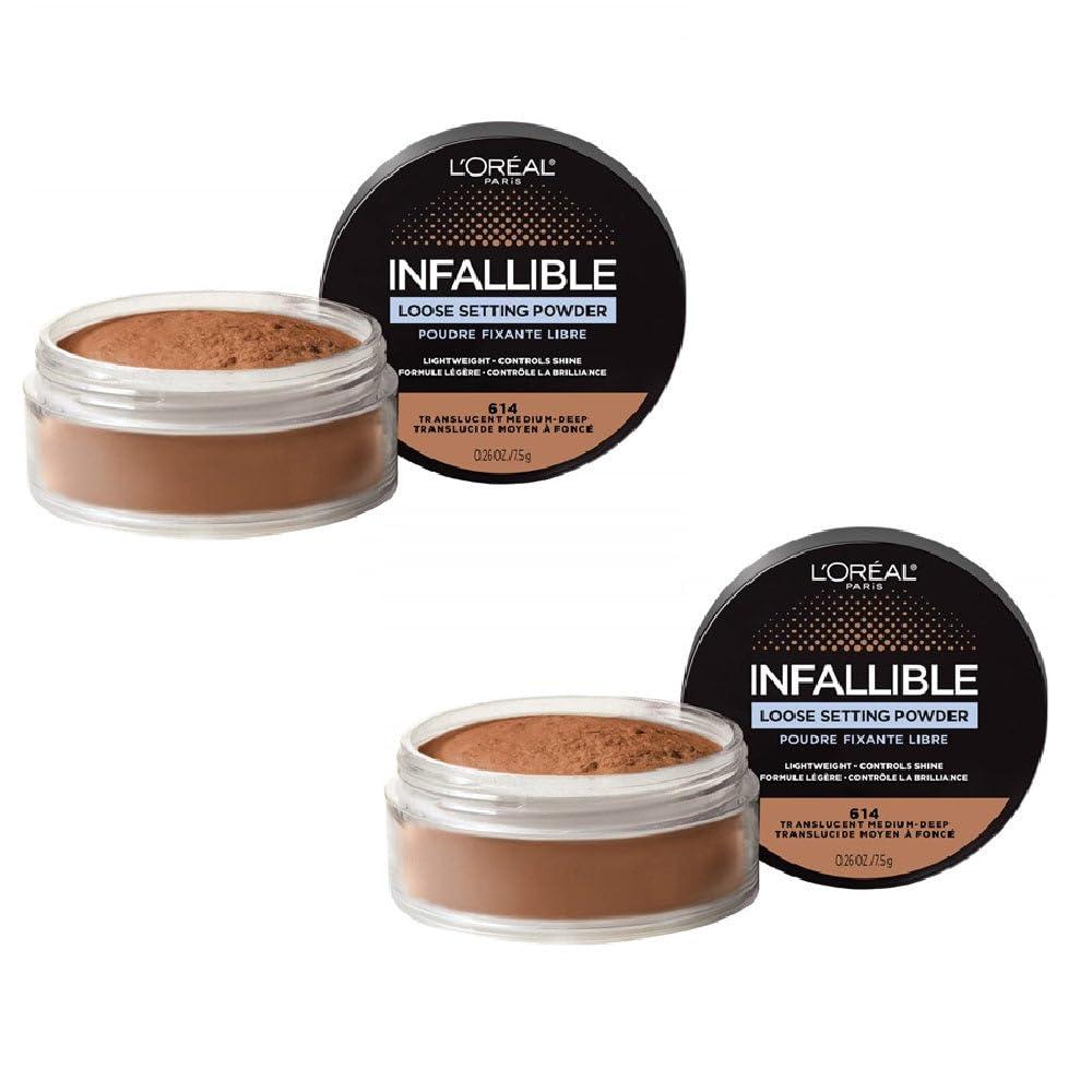 LOral Paris Pack of 2 L\'Oreal Paris Tinted Loose Setting Powder, Translucent Medium-Deep 614