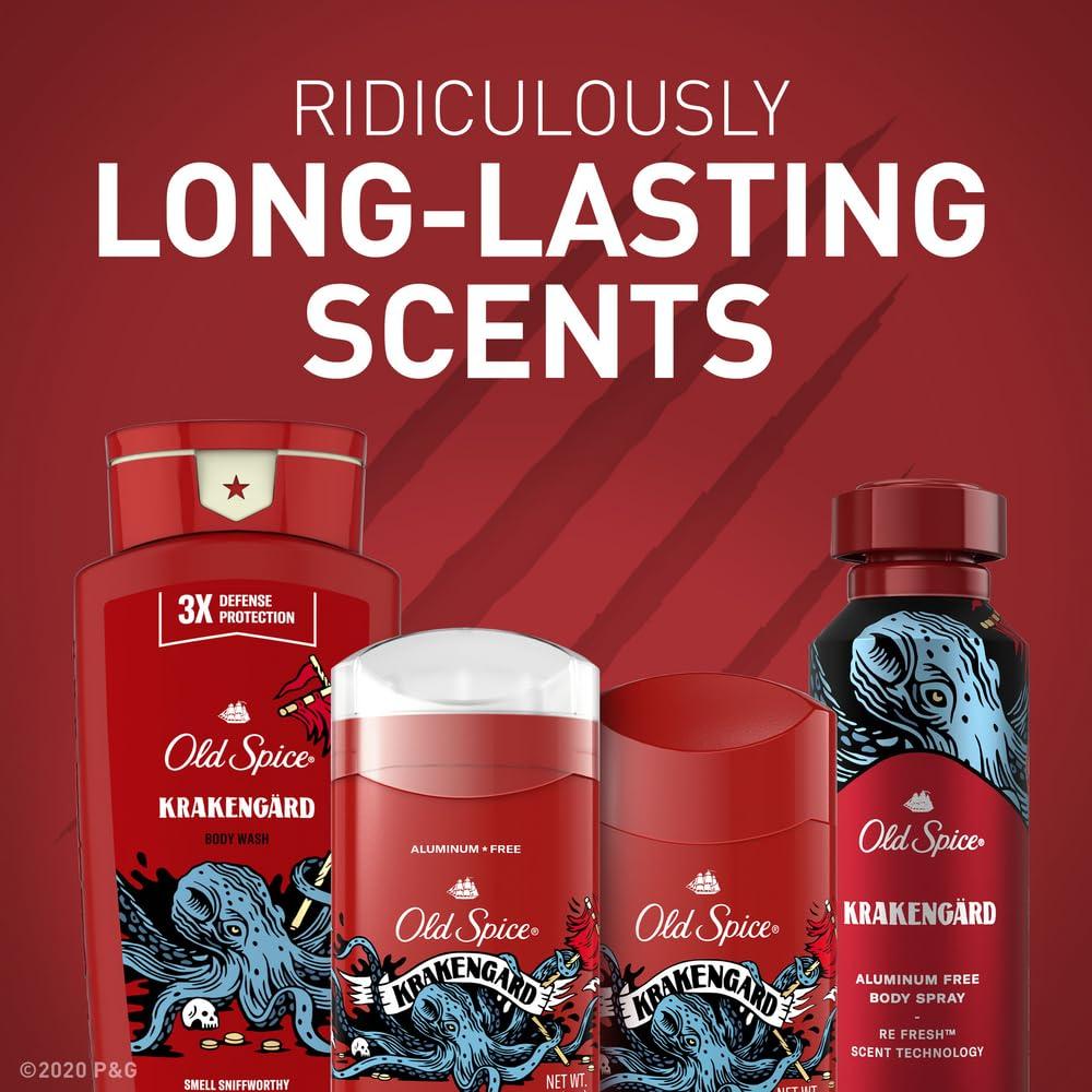 Old Spice Old Spice Body Wash for Men, 3X Defense, 24/7 Shower Fresh with Long Lasting Lather, Krakengard Scent, 33.4 fl oz (Pack of 4)