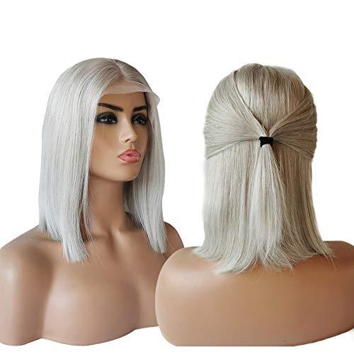 Munx 8 Inch Short Grey Bob Wigs Human Hair Lace Front Wigs Brazilian Virgin Human Hair 13x6x1 Straight Bob lace Frontal Wigs For Black Women Pre Plucked with Baby Hair 150% Density