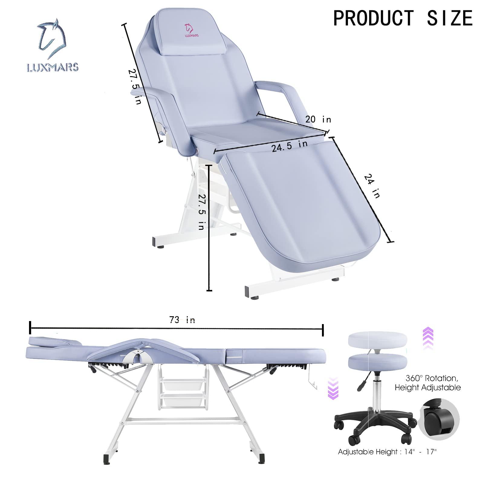 LUXMARS LUXMARS Facial Chair Massage Table 73in 3-Section Multipurpose Massage Bed Professional Tattoo Table Salon Spa Equipment for Facial Spa Beauty Spa Salon Equipment-Purple