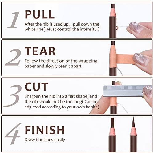 Pinkiou 5pcs Microblading Pencil Waterproof Eyebrow Peel-off Pencil Pull Cord Microblading Supplies Brow Lamination Pencil Set For Marking Filling Outlining Eye Brow Liners In 5 Colors