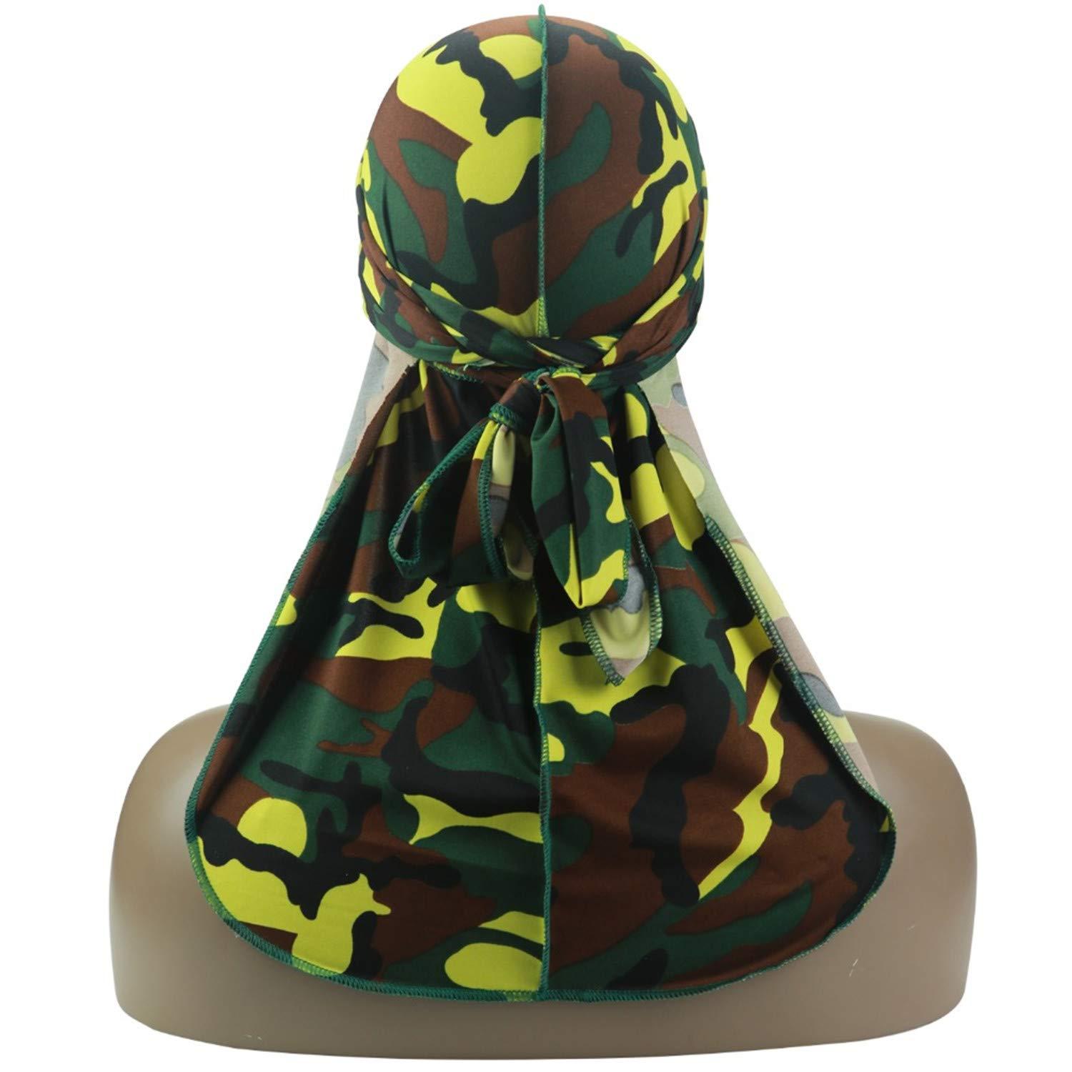 Leo Lamb unisex durag New Silky Camo Durag 360 540 720 Waves Extra Long Tail and Wide Straps for Men Stitching Outside Light green