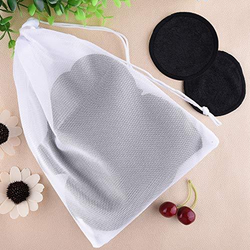SIQUK SIQUK 24 Pieces Reusable Cotton Rounds Black Makeup Remover Pads Layers Washable Organic Bamboo Cleansing Cloth Pads with Laundry Bag for Eye Makeup Remove Face Wipe