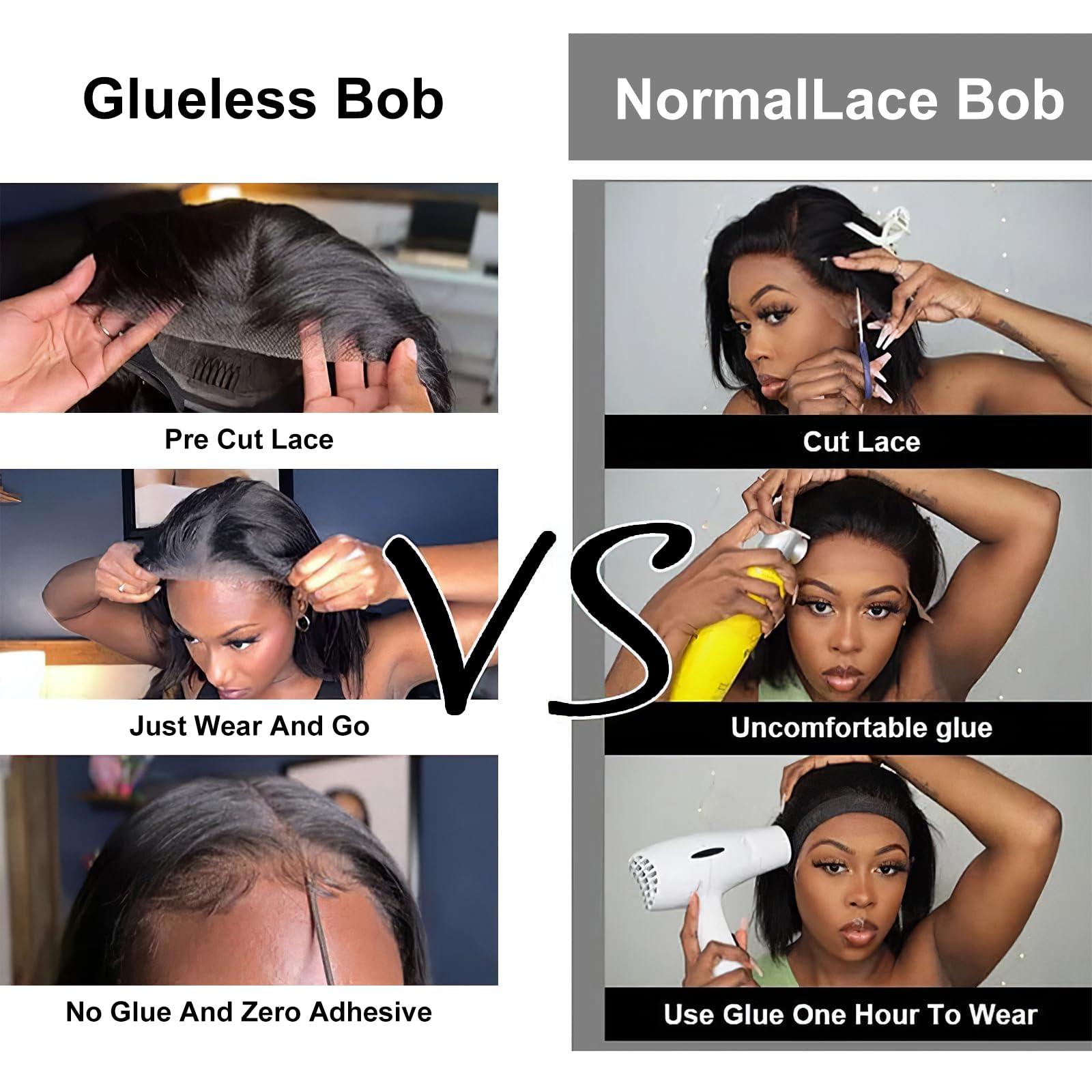 Tinashe Tinashe Wear and Go Glueless Bob Wigs Human Hair 5x6 HD Lace Closure Wigs Pre Plucked Bob Straight Lace Front Wigs Human Hair Short Bob Wigs for Black Women (Black Straight Bob Wig, 10inch)