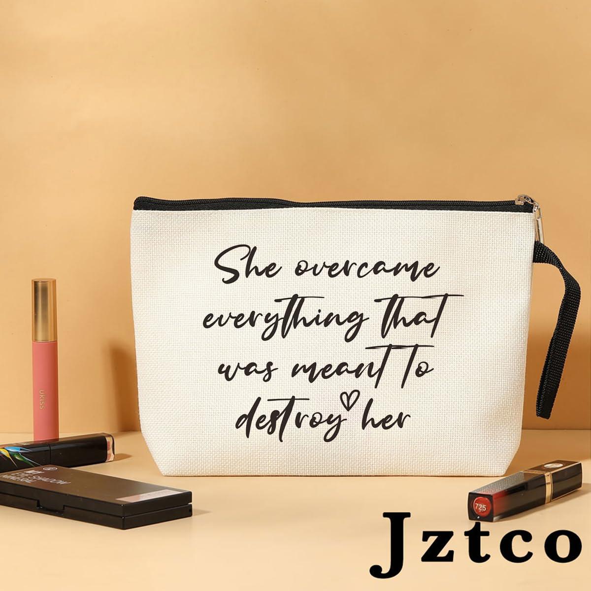 Jztco Inspirational Quotes Positive Cosmetic Bag Makeup Bag for Birthday Graduation Motivational Gifts for Women Daughter Teen Girls Affirmation Appreciation Retirement Gifts Travel Bag Friendship Gifts