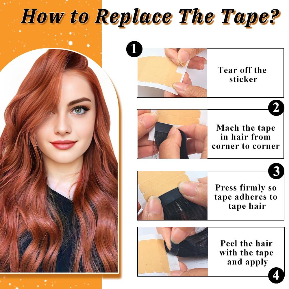 YDDM Tape in Hair Extensions Human Hair, Copper 20pcs 18 Inch Tape Ins for Women Human Hair Extensions Tape in Straight Seamless Skin Weft Remy Tape in Hair Extensions (350#, 18 Inch)