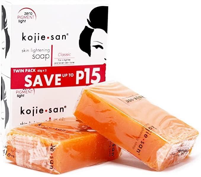 Kojie San Kojie San Skin and Body Brightening Soap - Original Kojic Acid, Dark Spot Remover Bar Soap with Glycerin & Tea Tree Oil - 65g x 2 Bars