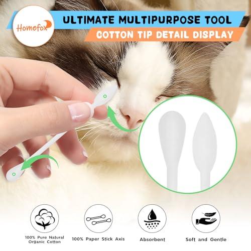 HOMEFOX HOMEFOX XL Thick Cotton Swabs Pointed Precision - 250 Count Extra Large - Pointy Organic Cotton Buds Double Side Tightly Wrapped Cotton Tips Paper Stick Cruelty-Free, XL Pointy & Round White