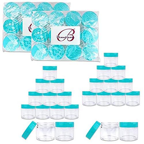 Beauticom. Beauticom® 30G/30ML(1 Oz) Thick Wall Round Plastic Container Jars with Flat Top Lids - Leak-Proof Jar - BPA Free (300 Pieces, TEAL)