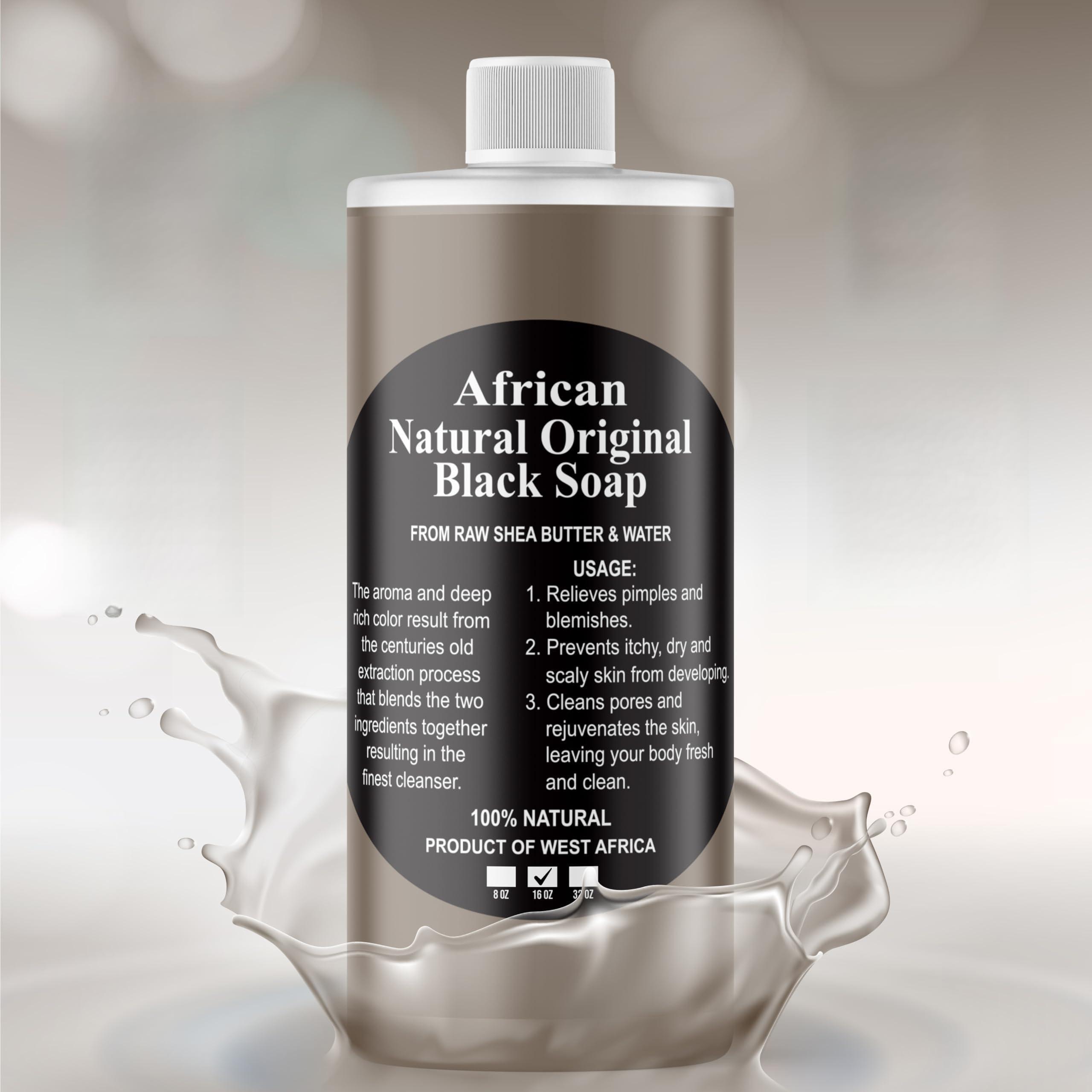 HERBOGANIC HERBOGANIC African Black Soap Liquid, Paste & Soap Bar,100% Raw Pure Natural From Ghana Face & Body Wash Supports Moisturizing,Dry Skin, Scars and Dark Spots (16 Oz Each)