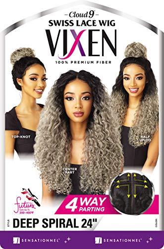 Sensationnel Sensationnel 100% Premium Fiber Cloud9 Vixen 4-Way Multi Parting Swiss Lace Wig - VIXEN DEEP SPIRAL 24 (613 [Platinum Blonde])