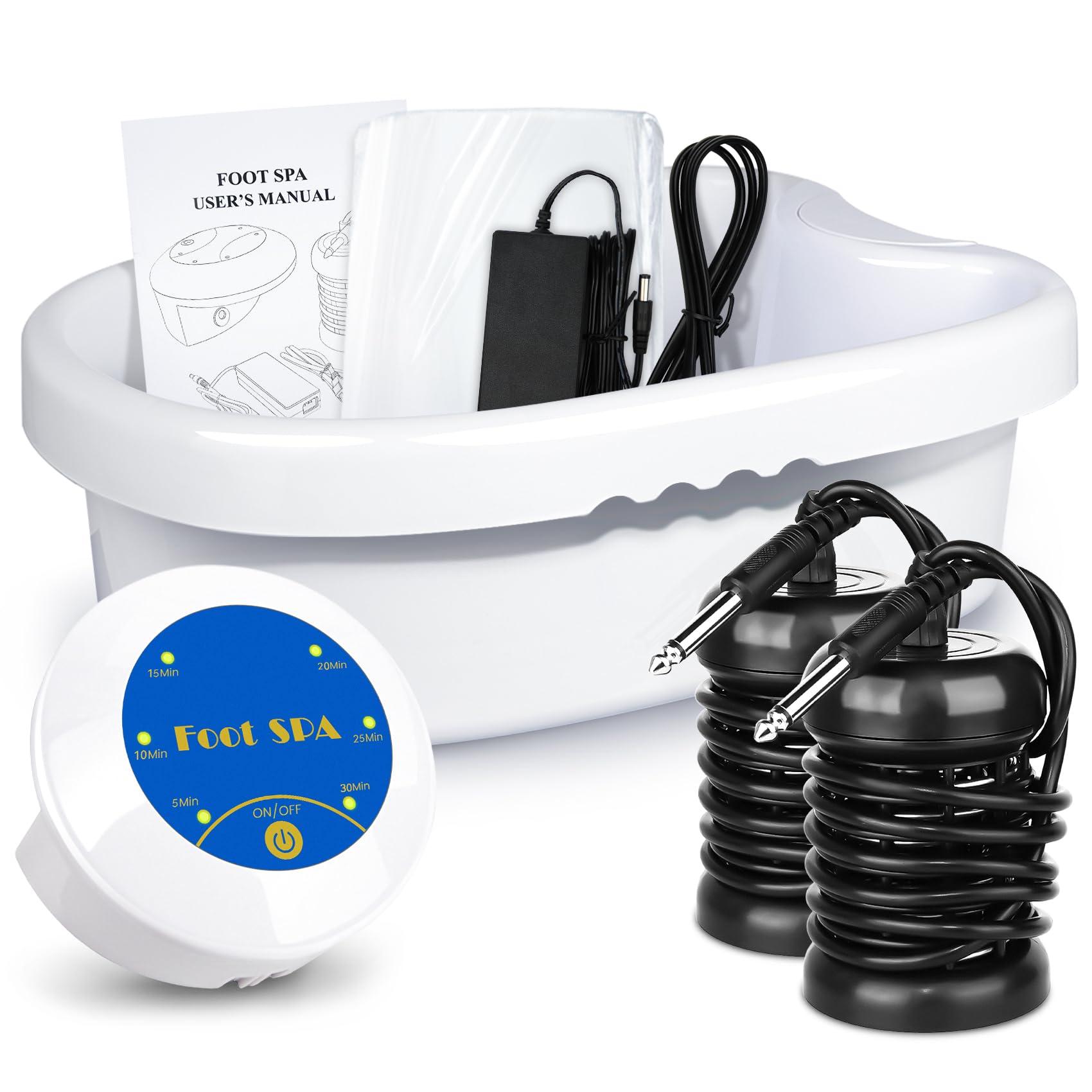 Lecaung Ionic Detox Foot Bath Machine, Personal Ionic Foot Cleanse Ionic Foot Bath SPA Machine for Home Beauty Salon Spa with Basin,100 Liners and Two Round Arrays