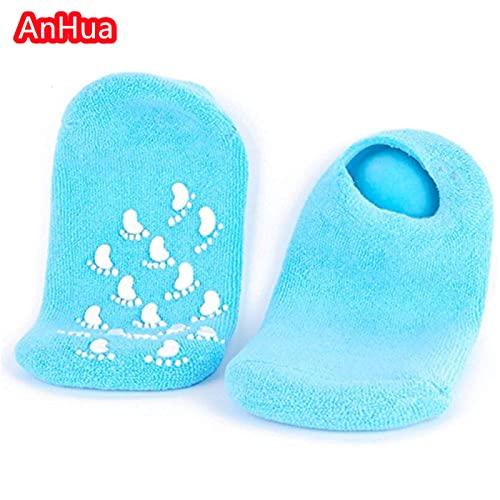 AnHua AnHua 1 Pair Feet Spa Moisturizing Gel Socks Exfoliating Dry Cracked Soft Skin Sock Pedicure Foot Care Tool Beauty Foot Care (Blue)