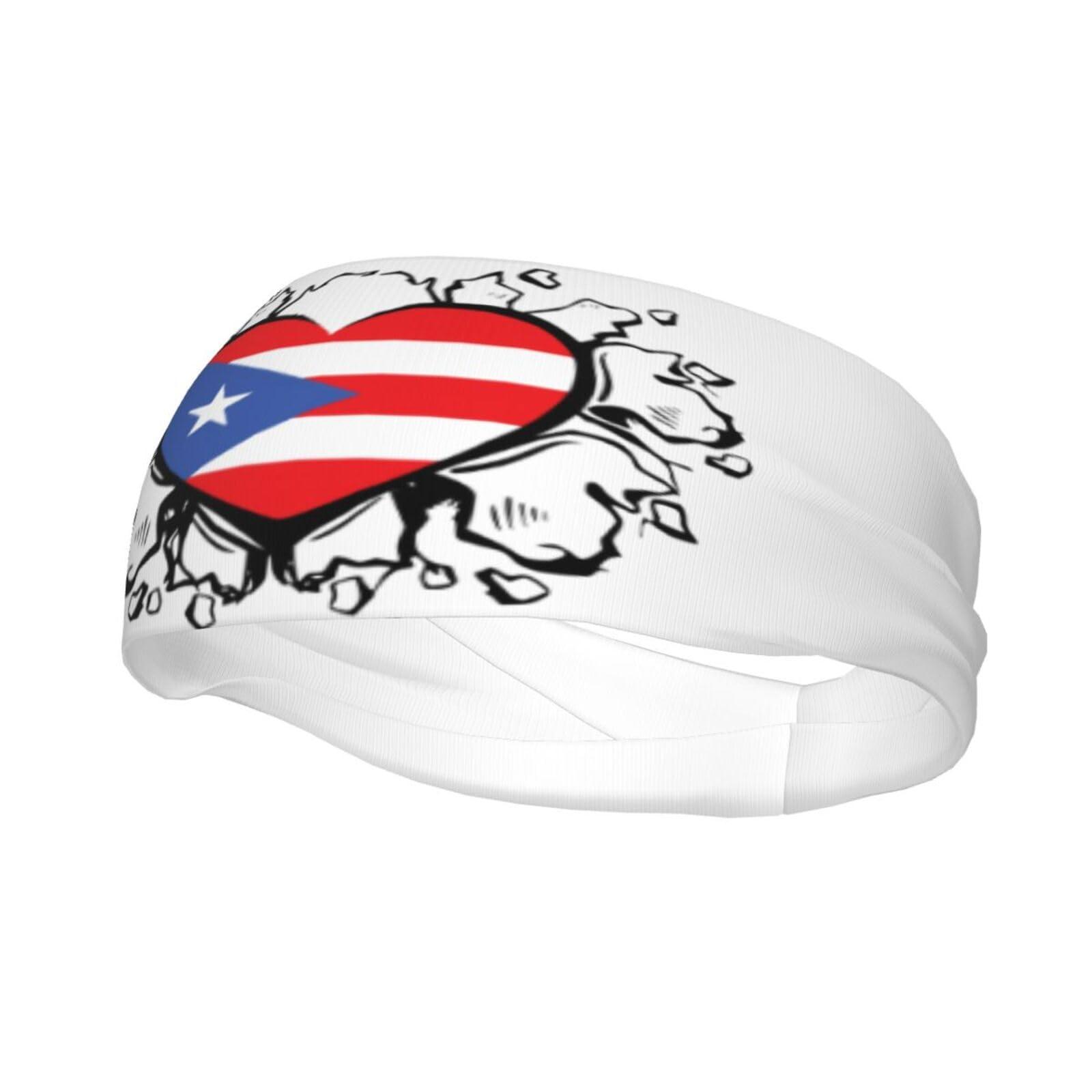 MANQINF Puerto Rico Flag Headbands Non Slip Sweatband Fashion Summer Hair Bands for Tennis,Basketball,Running,Gym,Working Out