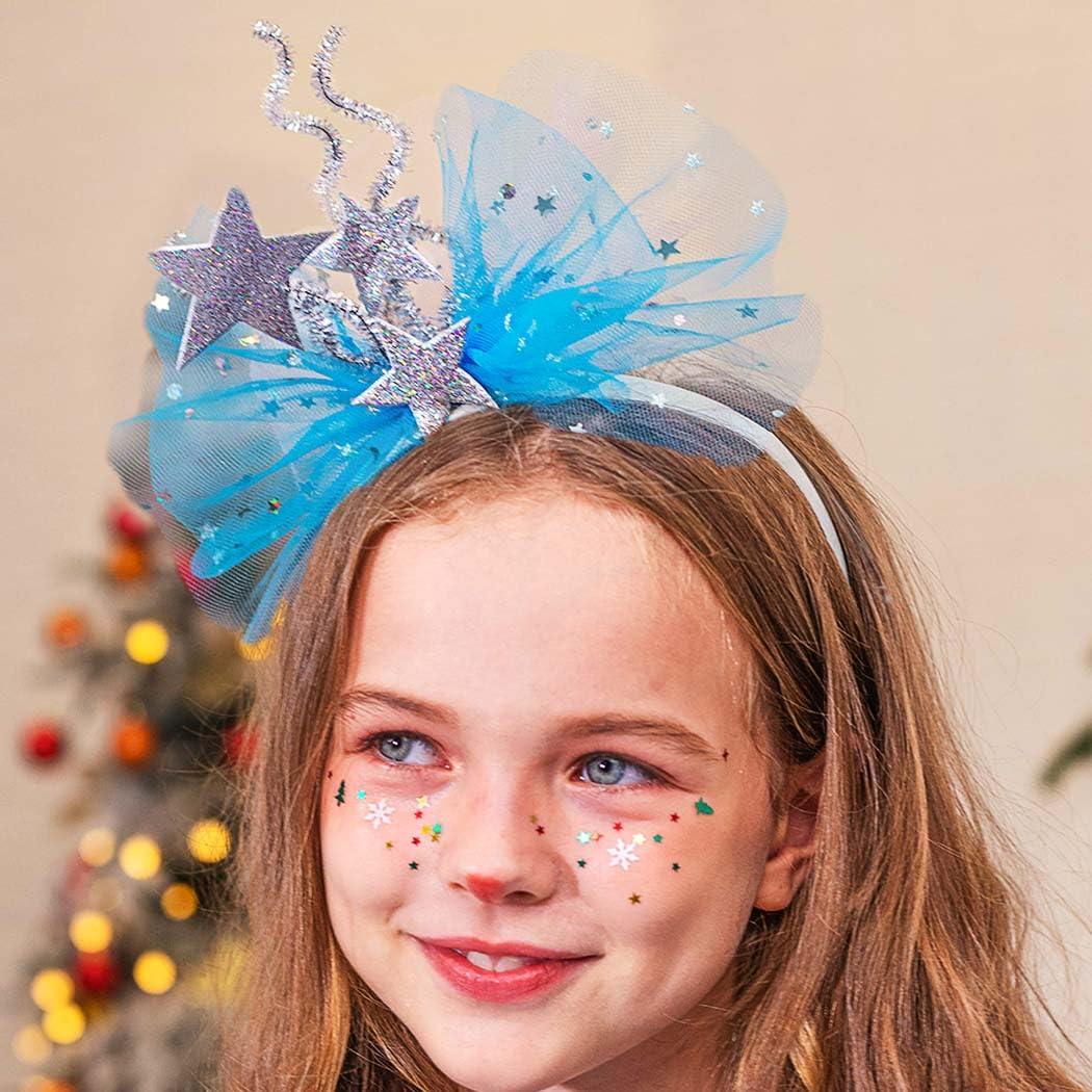 Brishow Brishow Bow Star Headbands Blue Princess Hairband Sequin Hair Hoop for Women