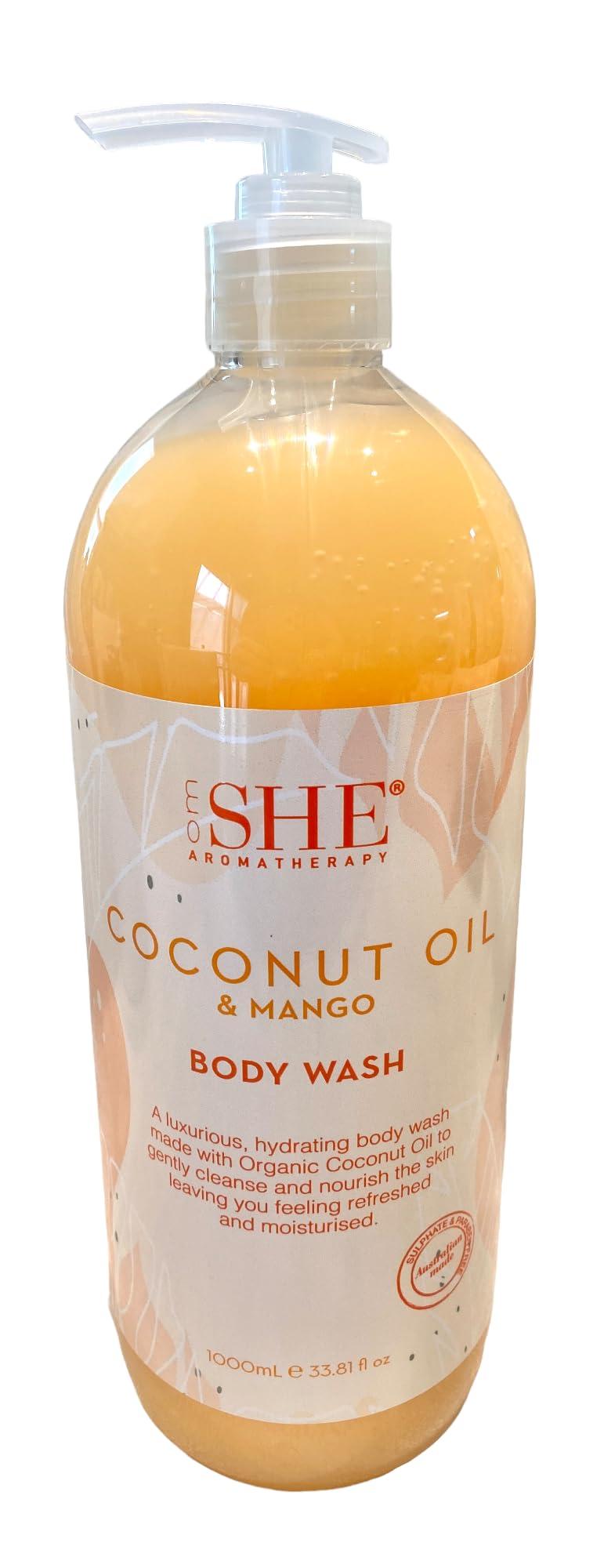 Om She Om She Aromatherapy COCONUT OIL & MANGO Body Wash Shower Gel 33.8 oz Jumbo