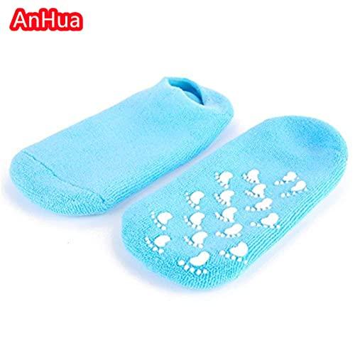 AnHua AnHua 1 Pair Feet Spa Moisturizing Gel Socks Exfoliating Dry Cracked Soft Skin Sock Pedicure Foot Care Tool Beauty Foot Care (Blue)