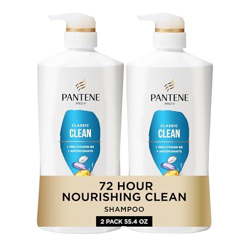Pantene Pantene Shampoo, Classic Clean - Pro-V Nutrients for Dry, Color-Treated Hair, Healthy Looking Hair Every Wash, Antioxidant-Rich, 27.7 Oz Each, 2-Pack + Miracle Rescue Shot (0.5 Oz)