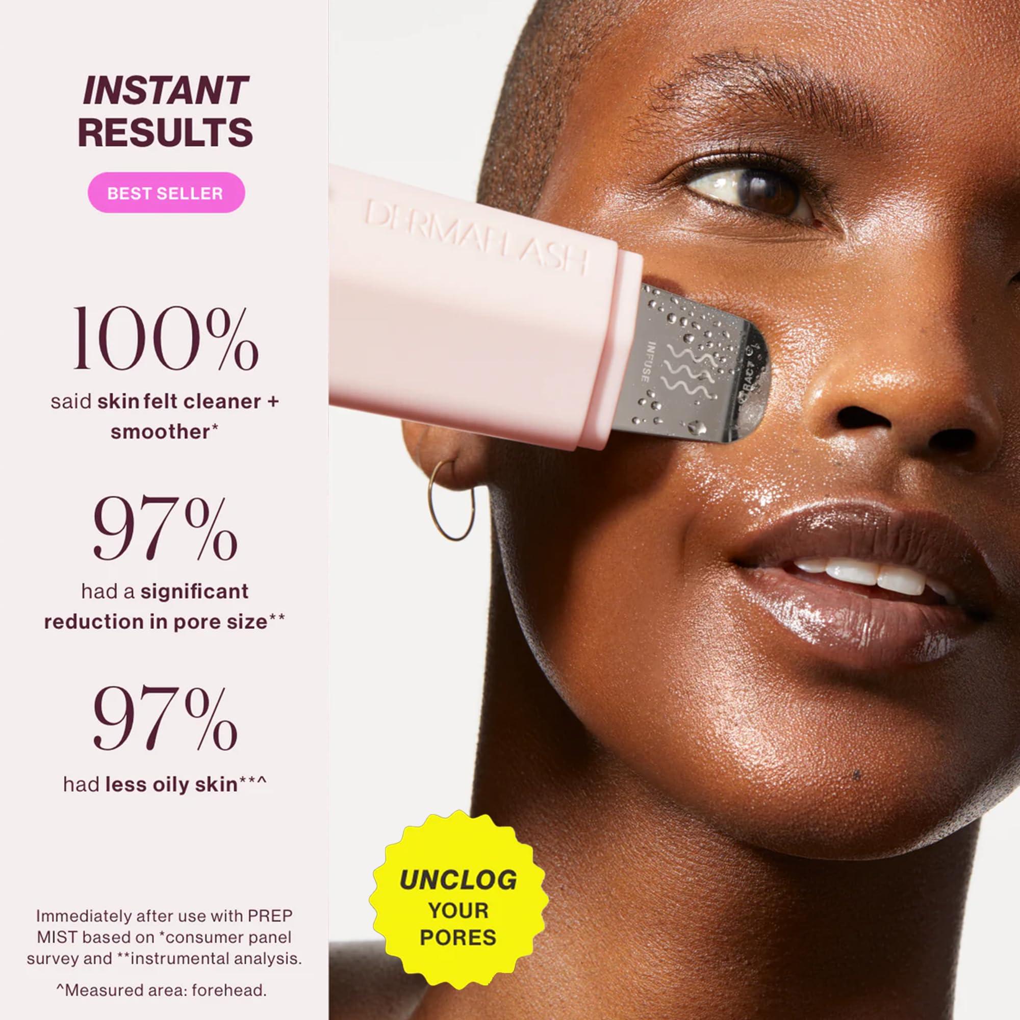 DERMAFLASH DERMAFLASH DERMAPORE+ Skin Care Device, Ultrasonic 2-in-1 Pore Extractor and Skincare Infuser, Blush