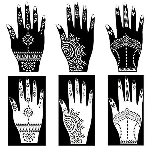 XMASIR XMASIR Henna Tattoo Stencil Kit/Temporary Tattoo Template Set of 20 Sheets, Indian Arabian Tattoo Stickers Mehndi Stencils for Hand Body Art