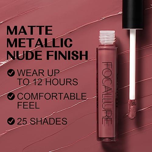 FOCALLURE FOCALLURE Ultra Matte Liquid Lipstick,Longwear Rich Lip Colors,Easy to Create a Sexy Lips with High-grade Formula,Long Lasting Waterproof Lipstick Make Up,CHESTUNT