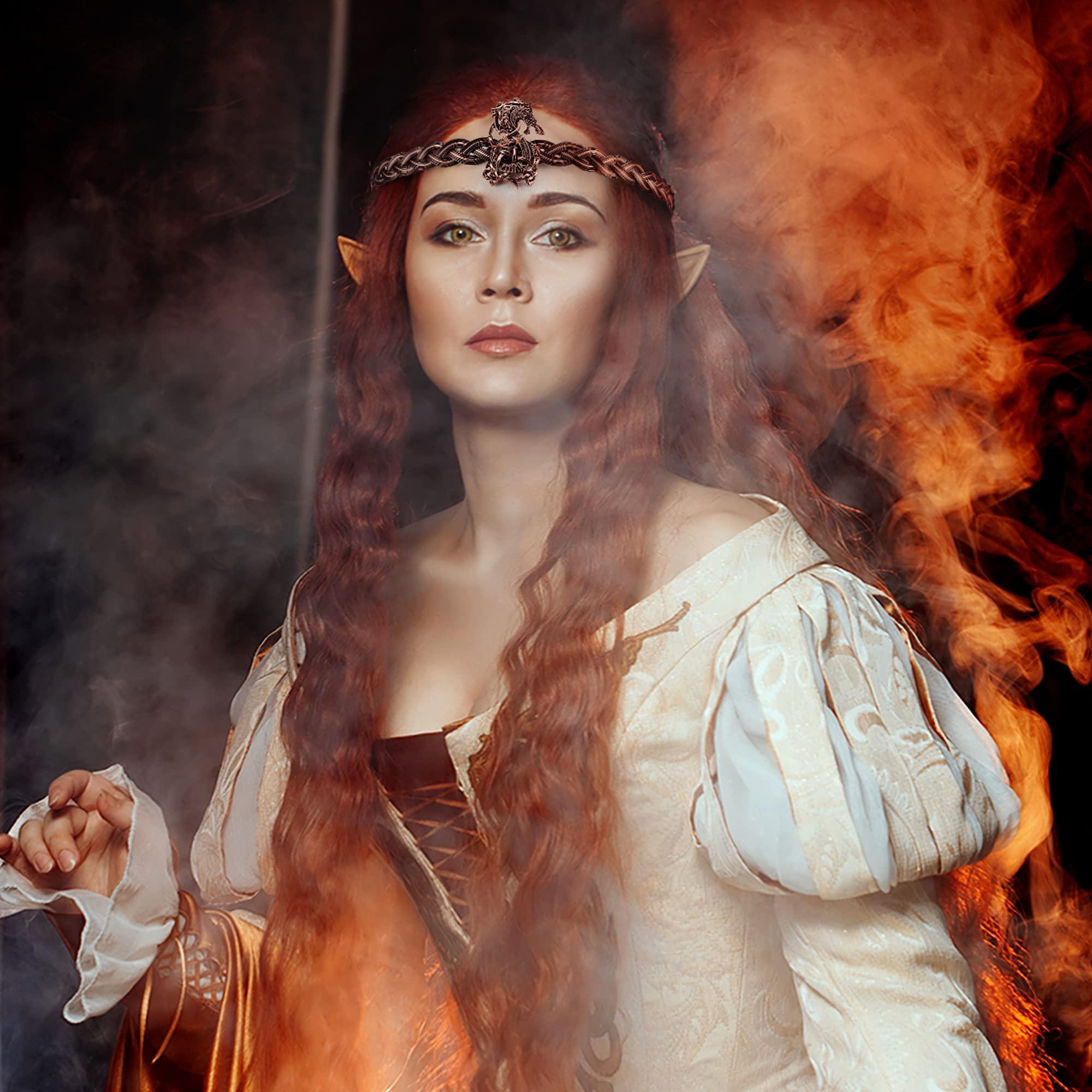 CoTeeZa CoTeeZa Handmade Renaissance Fairy Circlet - Viking Crown Elf Headband Dragon Braided Tiara Celtic Headpiece Royal Medieval Hair Accessory for Birthday Party Women Men Cosplay Costume Wreath