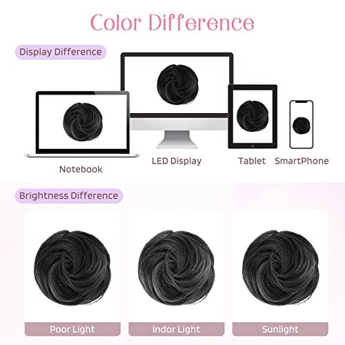 HOOJIH HOOJIH Messy Bun Hair Piece 2 PCS Space Buns Hair Piece Claw Clip in Hair Bun Extensions Hair Accessories Updo Hairpieces for Women Girls - Natural Black