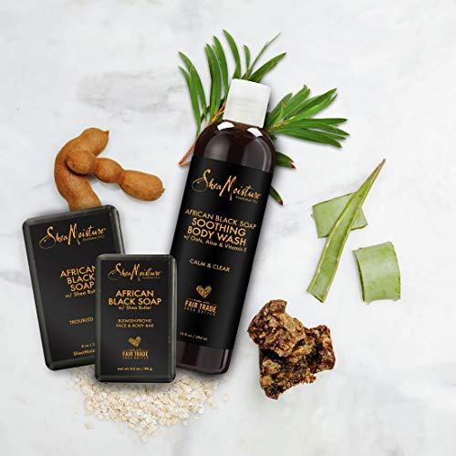 SheaMoisture SheaMoisture Bath Face Skin care Kit Body Cleanser for Dull Skin African Black Soap Made with Fair Trade Shea Butter, Aloe Vera, 3 Count