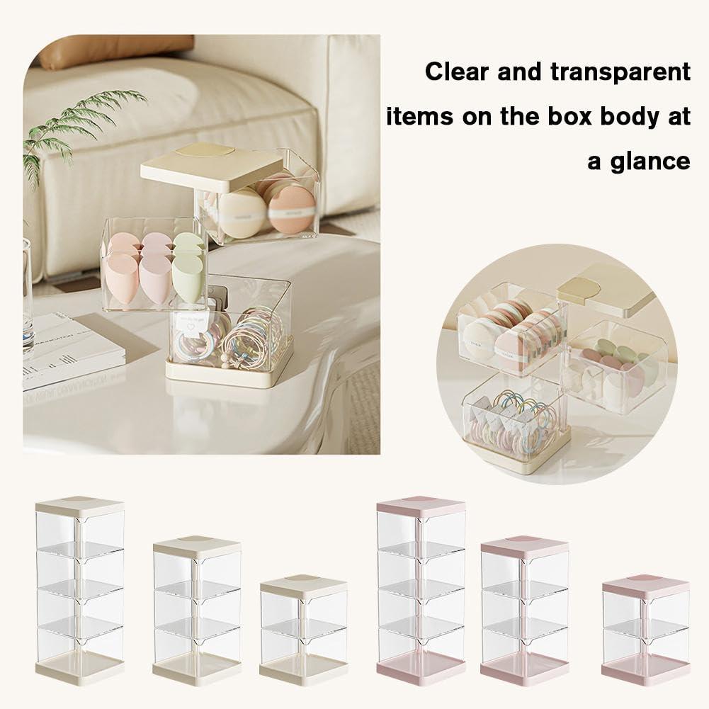 KWJNH KWJNH Cosmetic Storage Box Transparent Acrylic Swivel Shelf Desktop Skin Care Product Dresser Finishing,Rotating Powder Puff Storage Box Jewelry Organizer for Women