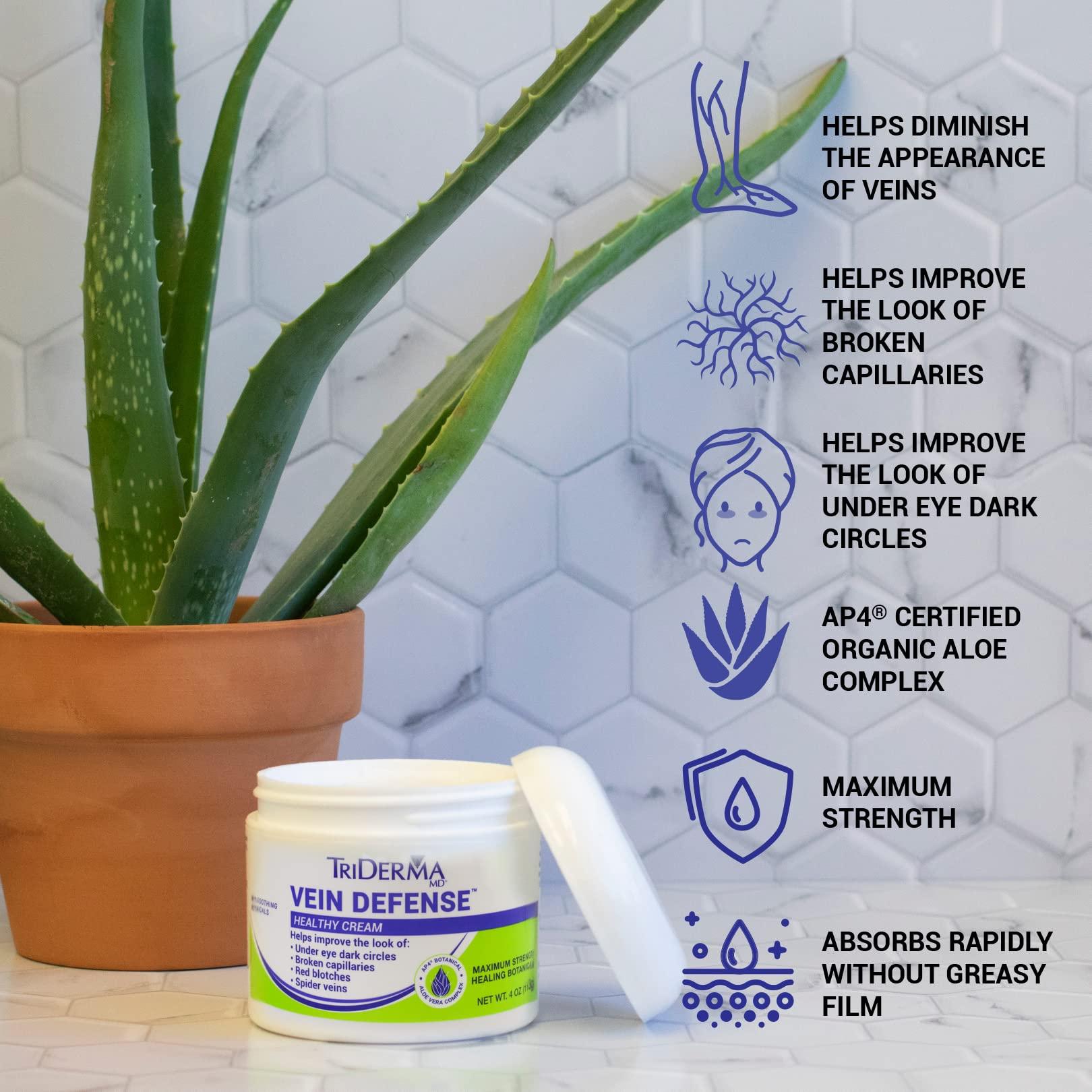 TriDerma TriDerma Vein Defense Healthy Cream, Helps Improve the look of Spider Veins, Broken Capillaries, Red Blotches and Under Eye Dark Circles 4 oz