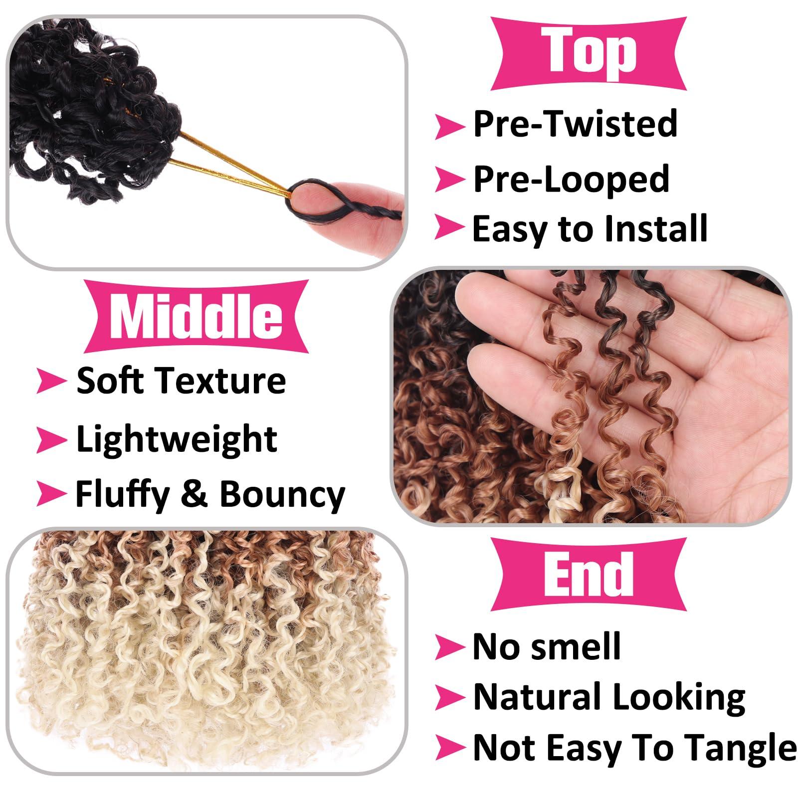 Union Beauty Unionbeauty 8Inch Pre Twisted Yanky Twist Crochet Hair 8Bundles Micro Passion Twist Crochet Braids Hair with Bouncy Pre-looped Twist Crcochet Braid Synthetic Marlybob Braiding Hair Extensions 1B30613#