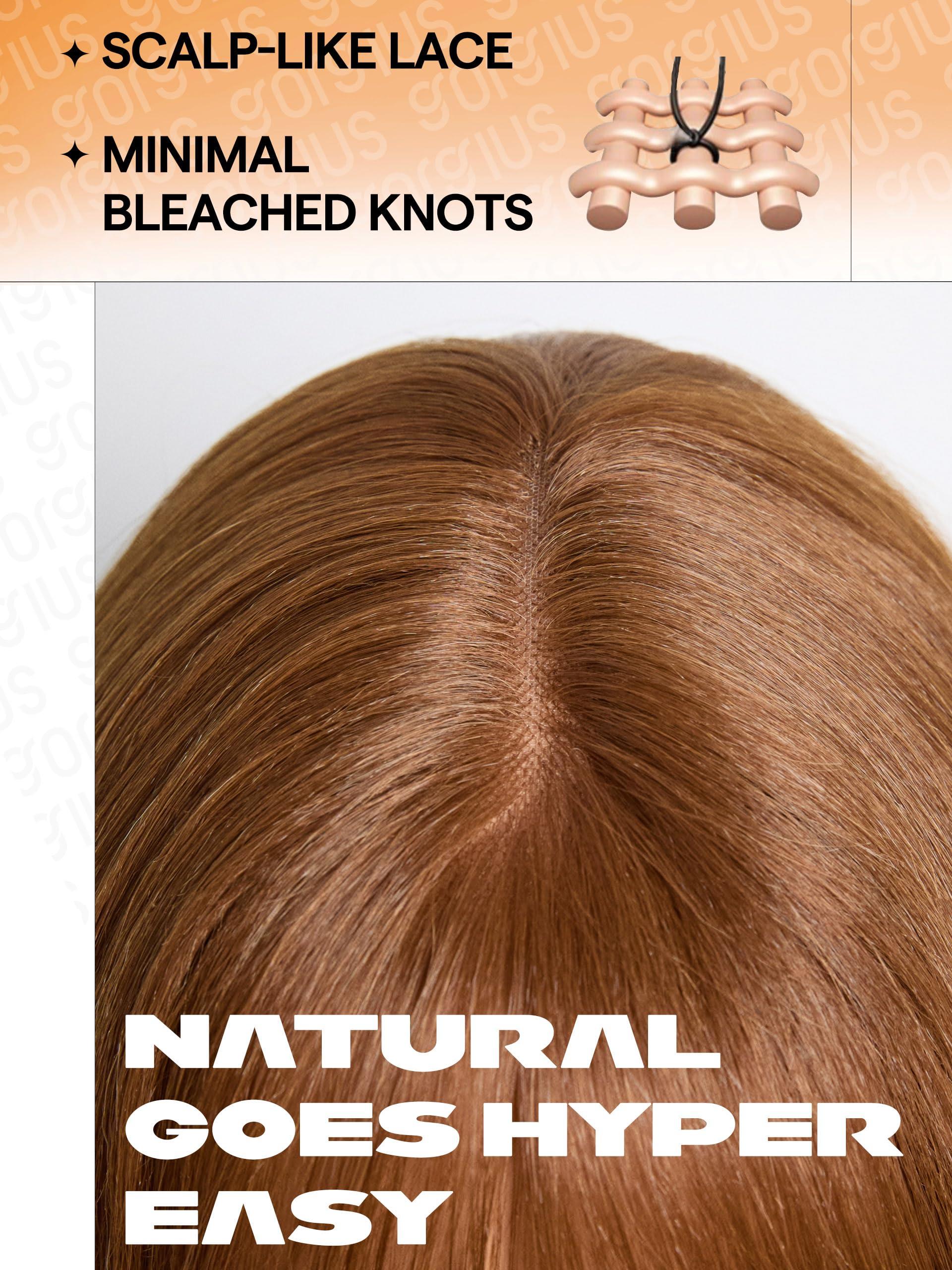 GORGIUS GORGIUS Honey Brown Wig with Bangs, Long Body Wave Fringe Bang Wig, Ready to Go Glueless Wig Upgraded with Style-Archive Premium Fiber