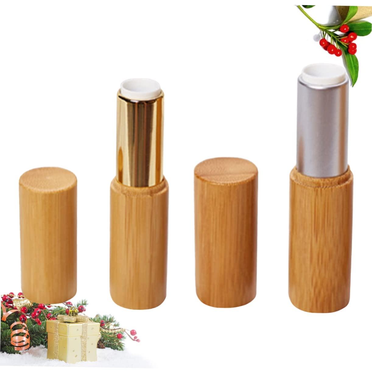 balacoo balacoo 2pcs Wood Lip Balm Tubes Diy Lip Gloss Tube Refillable Bottles Bottles Sample Container Lip Gloss Tubes Lip Balm Bottle Bamboo Wooden Tube