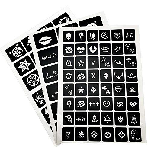 Jurxy Jurxy 20 Sheets Tattoo Stencil Kit Temporary Tattoo Templates Body Art Designs Self-Adhesive Reusable Tattoo Stickers Kit - Various Patterns for Adults Man Women Kids Teenager