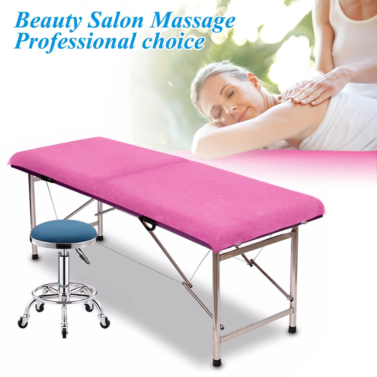 SZHZTEL 200Pcs Disposable Massage Table Sheets 31.5" x 71" Non-Woven Fabric Bed Covers for Ultimate Hygiene and Comfort in Massage, Tattoo, and Spa Treatments, Breathable and Durable Sheets(Pink)