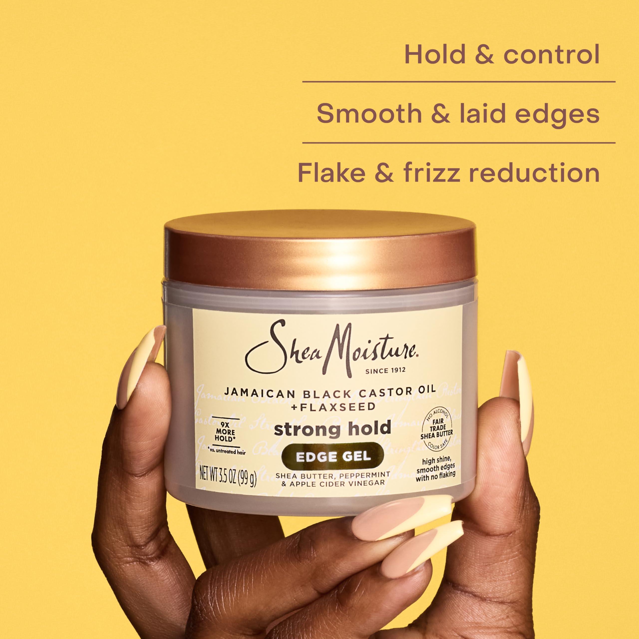 SheaMoisture SheaMoisture Styling Black Edge Control Gel For Curly Hair Jamaican Black Castor Oil and Flaxseed Paraben-Free Anti-Frizz Hair Gel 3.5 oz