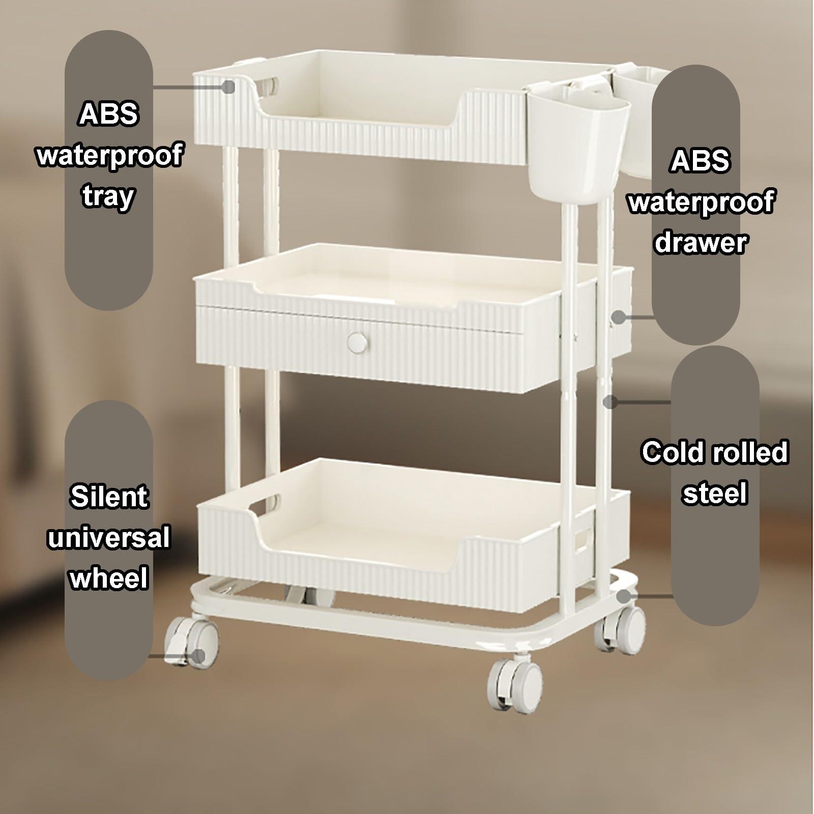 PQXQZ Multifunction Beauty Salon Storage Trolley Cart with 2 Trash Cans Hair Salon Station Cabinet Waterproof Rolling Hairdressing Salon Cart for Beauty Tattoo HairdressingV