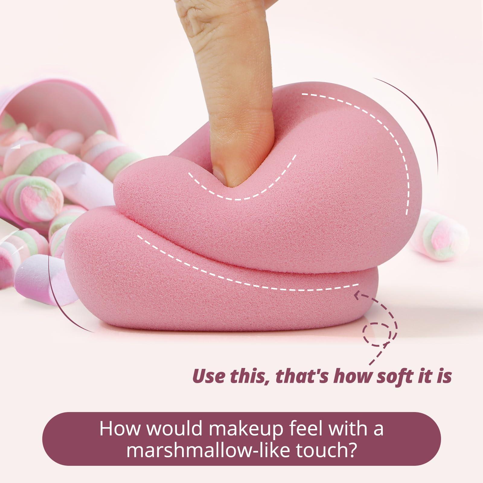 BEAKEY BEAKEY Flat Duo Patented Makeup Sponge Set of 2, Latex Free Pink Beauty Sponge for Foundation and Powder Application, Soft Blending Sponge, Large Flat Design, Beauty Gift for Makeup Lovers